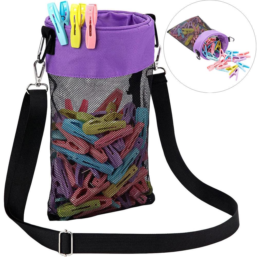 Hanging Mesh Clothes Clip Storage Bag for Outdoor Use and Dorms
