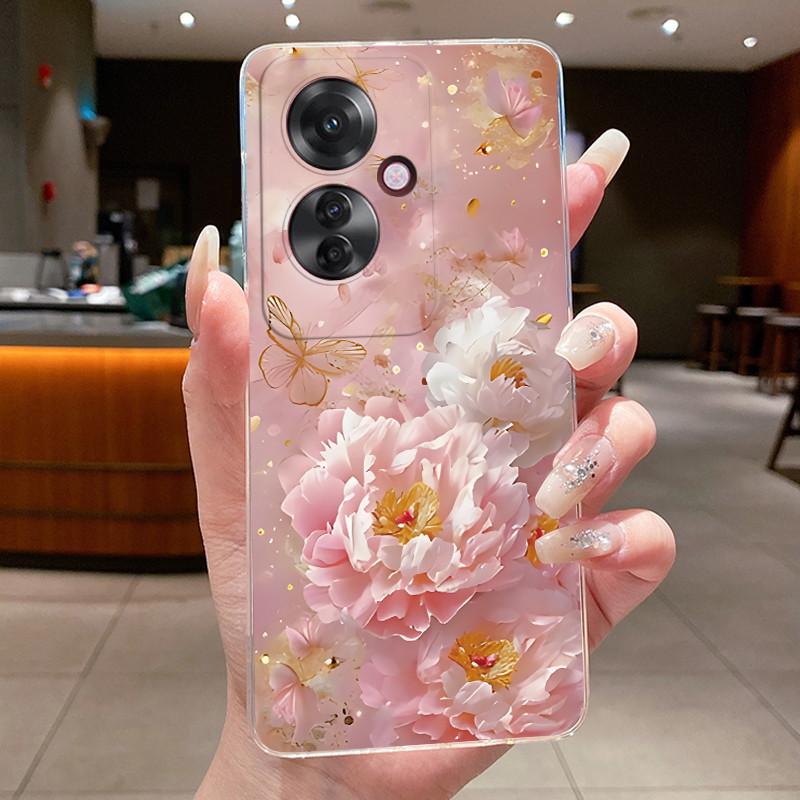Für OPPO Reno 11F / Reno 11A Hülle Klar Luxus Mode Schmetterling Blumen Weiches TPU Silikon Abdeckung für OPPO Reno11 F A Handyhülle