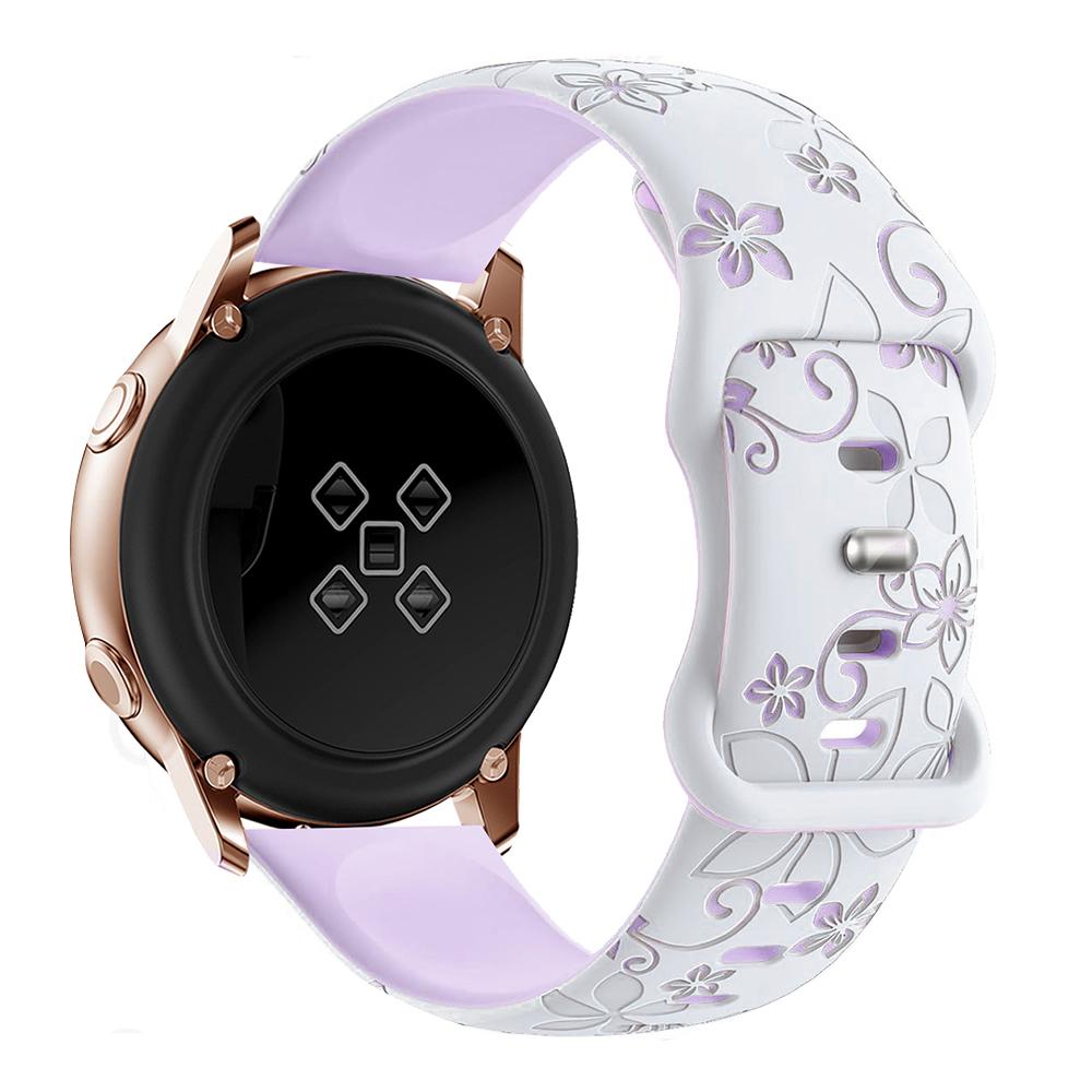 20mm Silikonový řemínek s vyrytým květinovým vzorem pro Samsung Galaxy Watch6 Classic 47mm/43mm/Watch6 44mm/40mm Dvoubarevný řemínek k hodinkám
