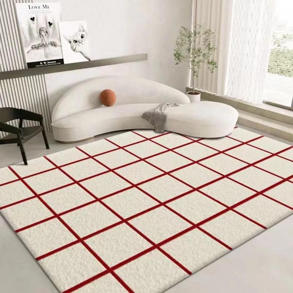 Modern Geometric Style Living Room Rugs Dopamine Checkerboard Decoration Fluffy Soft Bedroom Carpet Lounge Washable Floor Mat