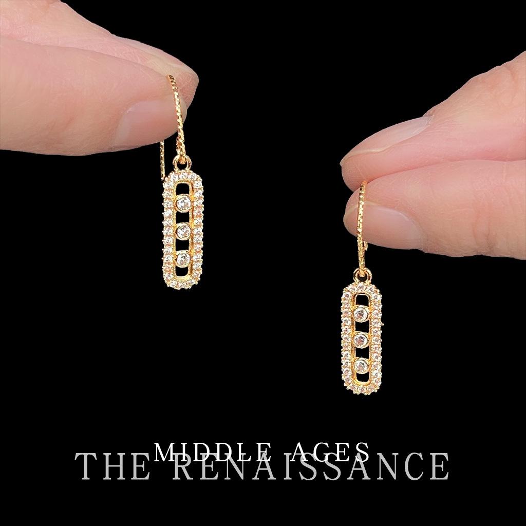 Geometric hollow full zircon earrings temperament simple commuter earrings