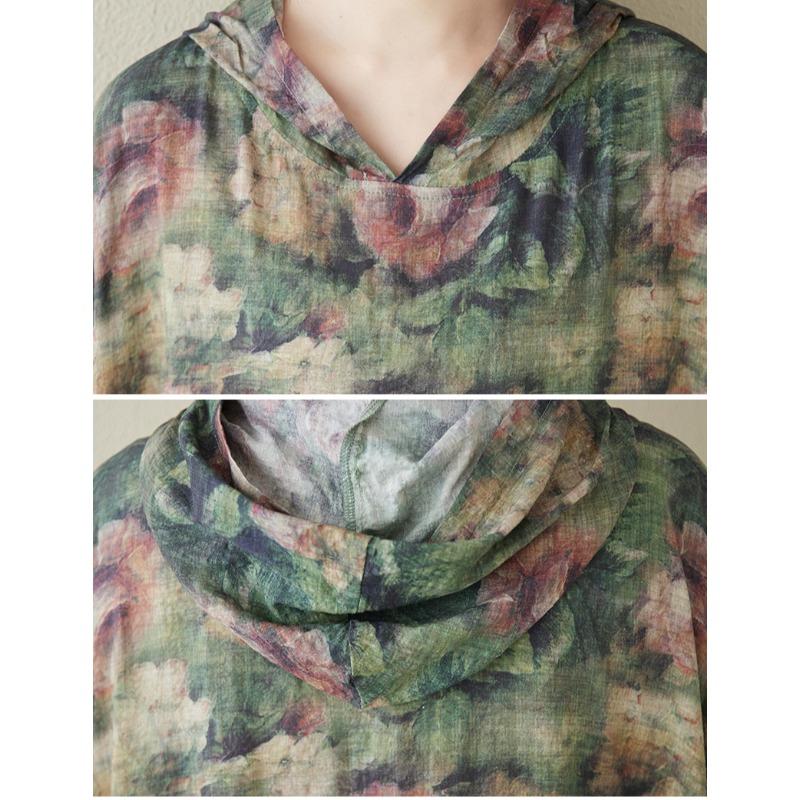 Dimanaf 2025 Summer Women Plus Size Long Dress Hoodies Pleated Basic Casual Loose Vintage Floral Dress Maxi