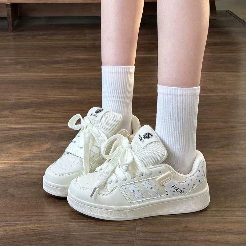 

Нишевые оригинальные бежевые в тон принтованные хлебные туфли новые универсальные спортивные кеды для скейтборда повседневные белые туфли 40 белый