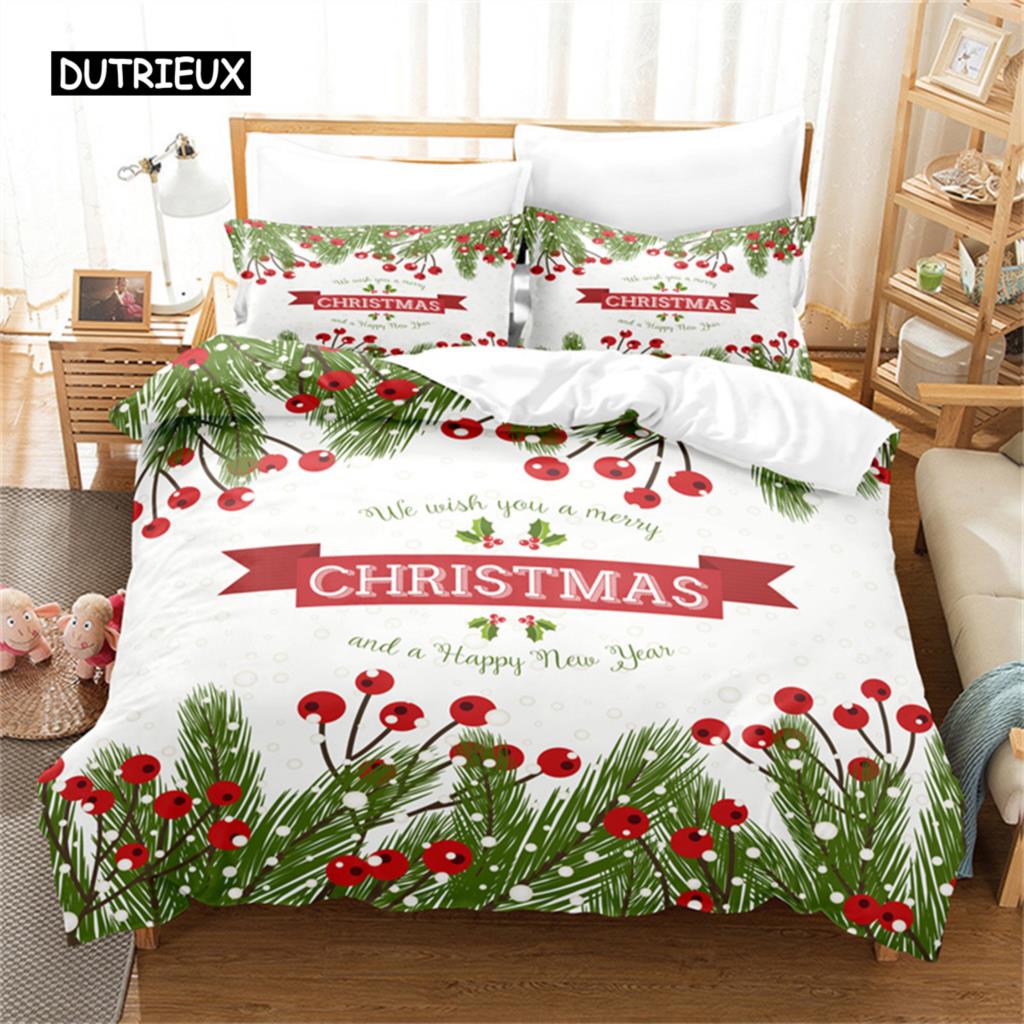 Santa Claus Duvet Cover Red White Bedding Set Merry Christmas Happy New Year Comforter Set Children Duvet Cover For Decor Gift