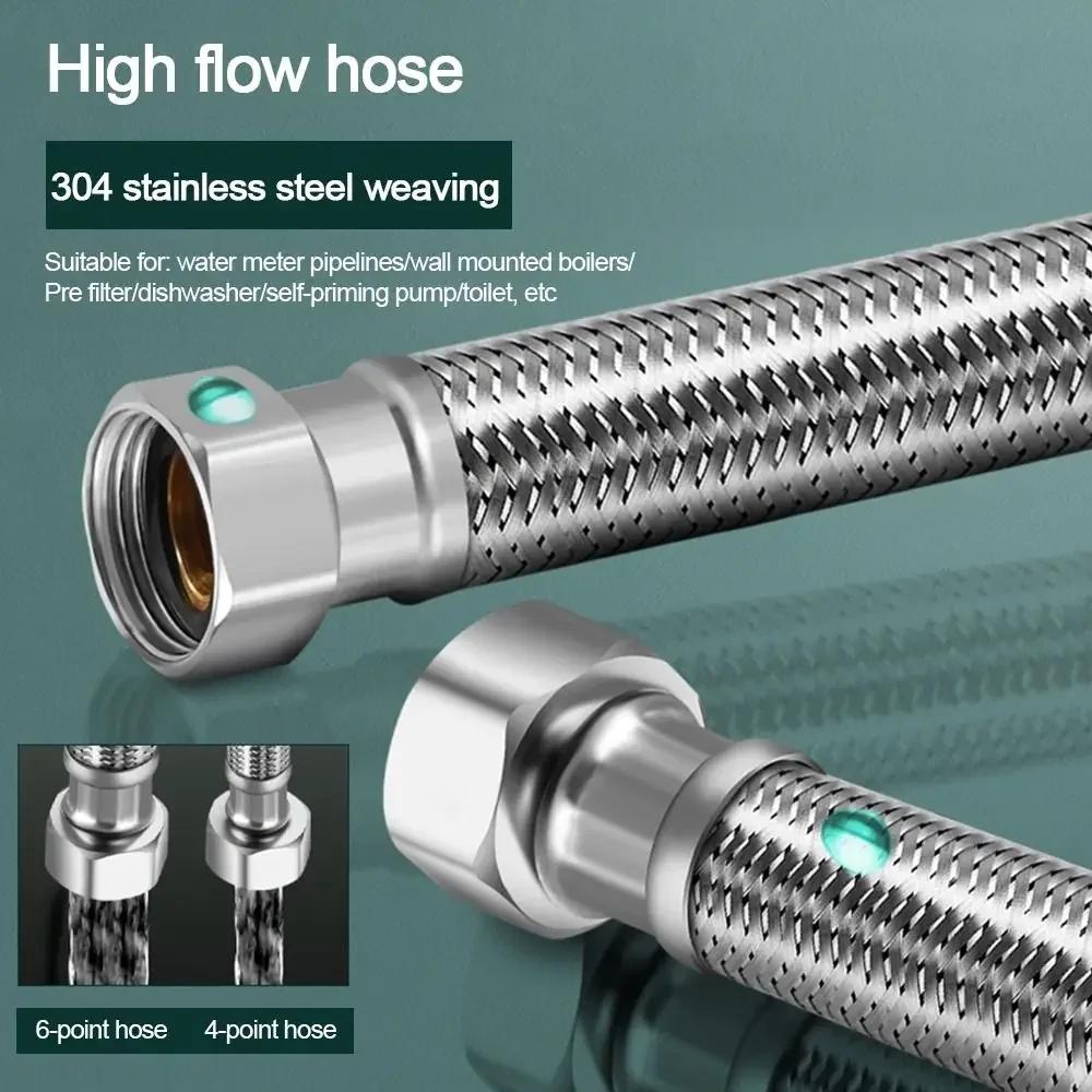 304 Stainless Steel Spring Shower Hose Explosion-proof Large Flow Toilets Water Hose Extendable Replacement Bath Connect Pipe