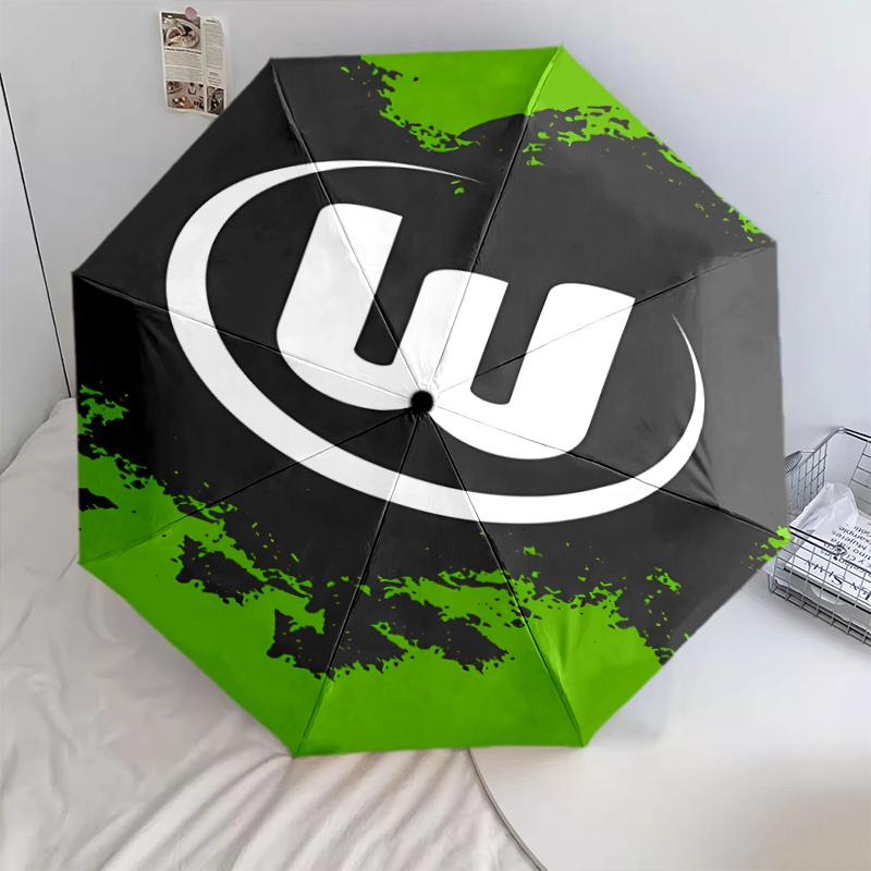 1 шт. Автоматический складной зонт - с рисунком VfL Wolfsburg, Портативный и складной дизайн с 8 спицами, Рождественские и новогодние подарки разноцветный