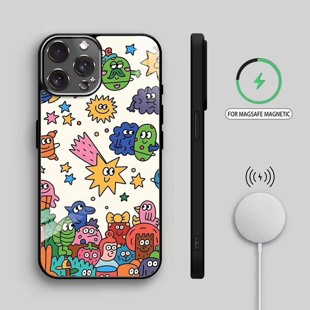 C-Cute D-Doodle Phone Case For iPhone17,16,15,14,13,12,11 Plus,Pro Max Magnetic For Magsafe Wireless Charging