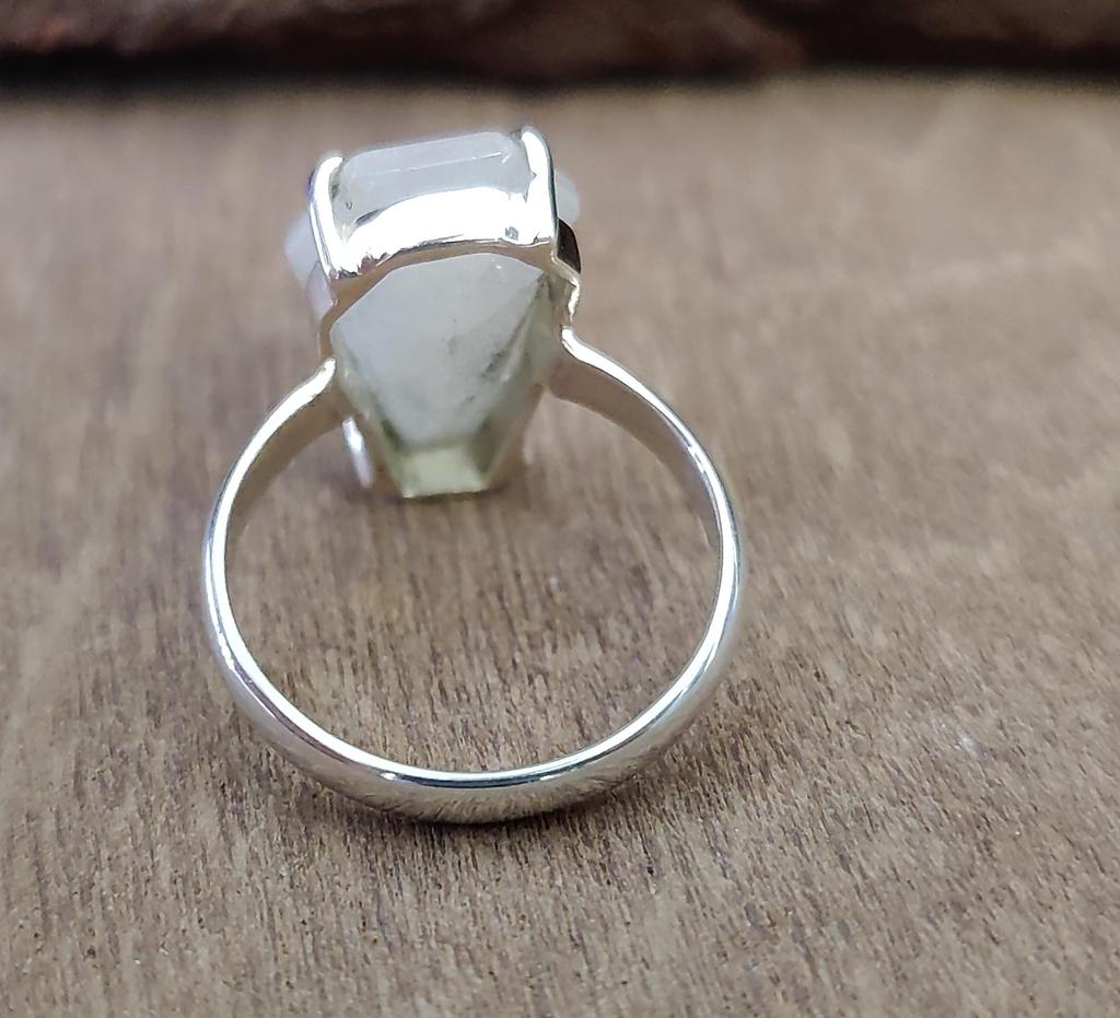 Coffin Ring, Rainbow Moonstone 925 Solid Silver Ring, Gemstone Jewelry, Handmade Silver Ring, Women Ring, Gift for Her