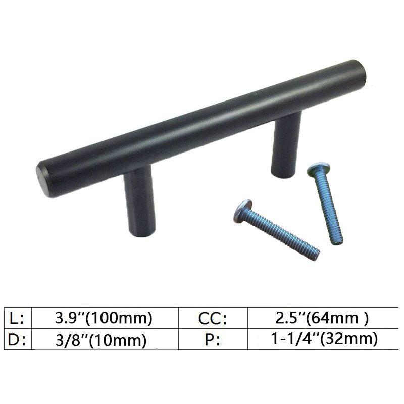 

Sleek Black Stainless Steel T Bar Handles For Stylish Kitchen Cabinet Drawer Knobs 3.9 Inch