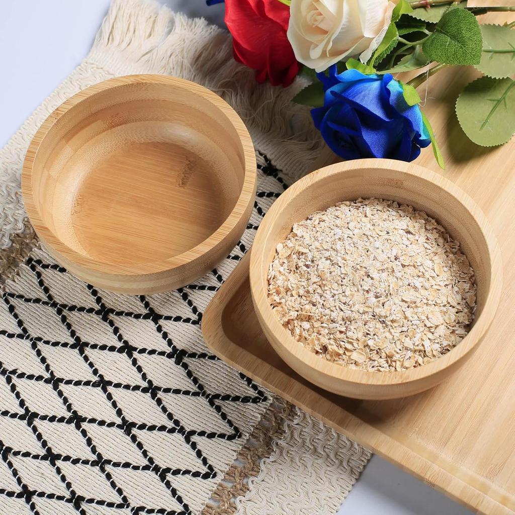 Soup Bowls Set of 2 for Dessert/Cereal/Pasta/Fruit | Natural Bamboo Serving Bowls for Nuts/Candy/Snacks/Pistachio | Charcuterie Accessories for