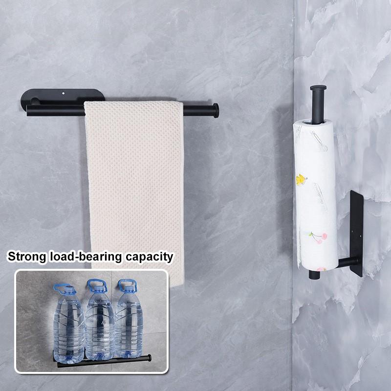 Adhesive Punch-free Toilet Roll Paper Towel Holder Organizer Wall Mount Storage Kitchen Bathroom No Drill Tissue Dispenser