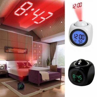 1 PC LED Digital Projeção Despertador Prompt de Voz Relógio Termômetro Função Snooze Baterias Não Incluídas