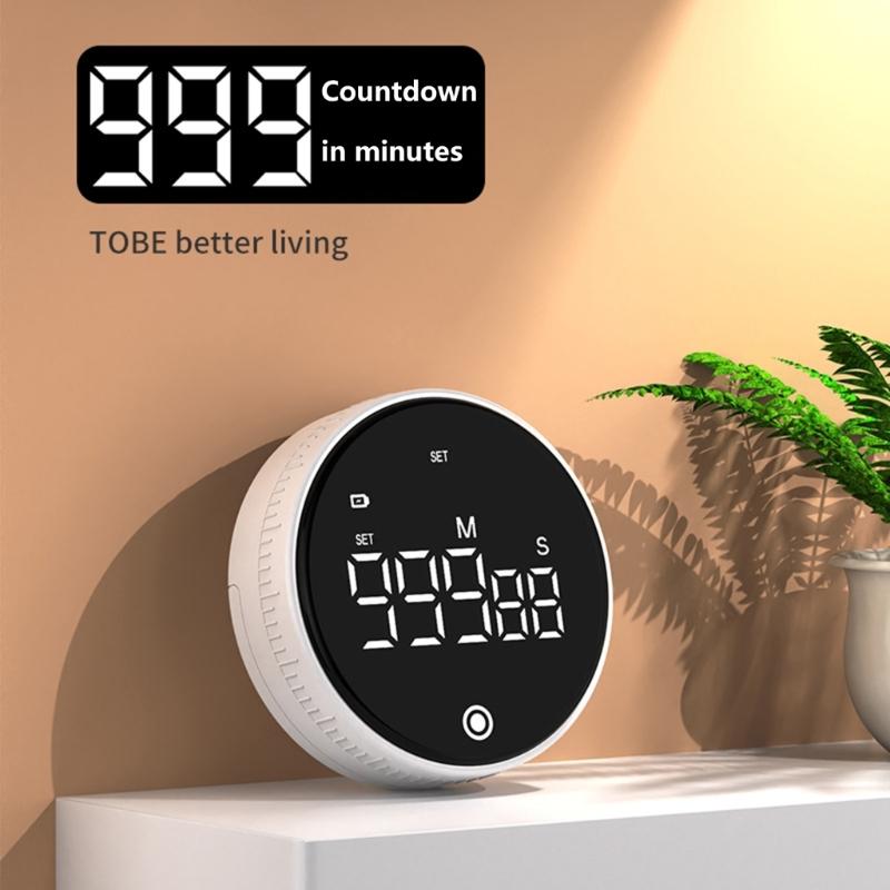 Quiet Operation Magnetic Timer with Mechanical Knob & Digital Display Easy to Carry for Office Meetings & Cooking
