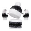 3Pcs/Set Winter Hat Scarf Gloves Set Plush Ball Decor Hat Thickened Plush Lining Neck Gaiter Touch Screen Gloves Set