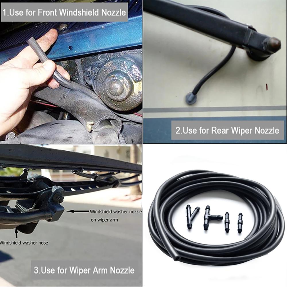 Universal Car Auto Windshield Washer Hose Wiper Blade Pipe Jet Spray Nozzle Water Fluid Tube Joiner Connector Replacement Kit Hoses Windshield Washer