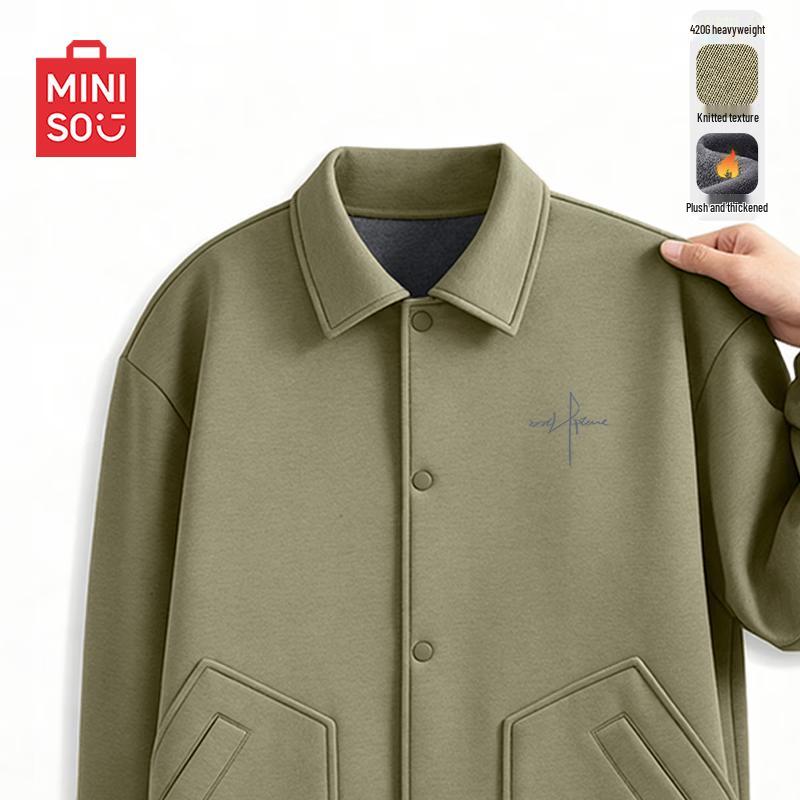MINISO Men s Fleece-Lined Collar Jacket L