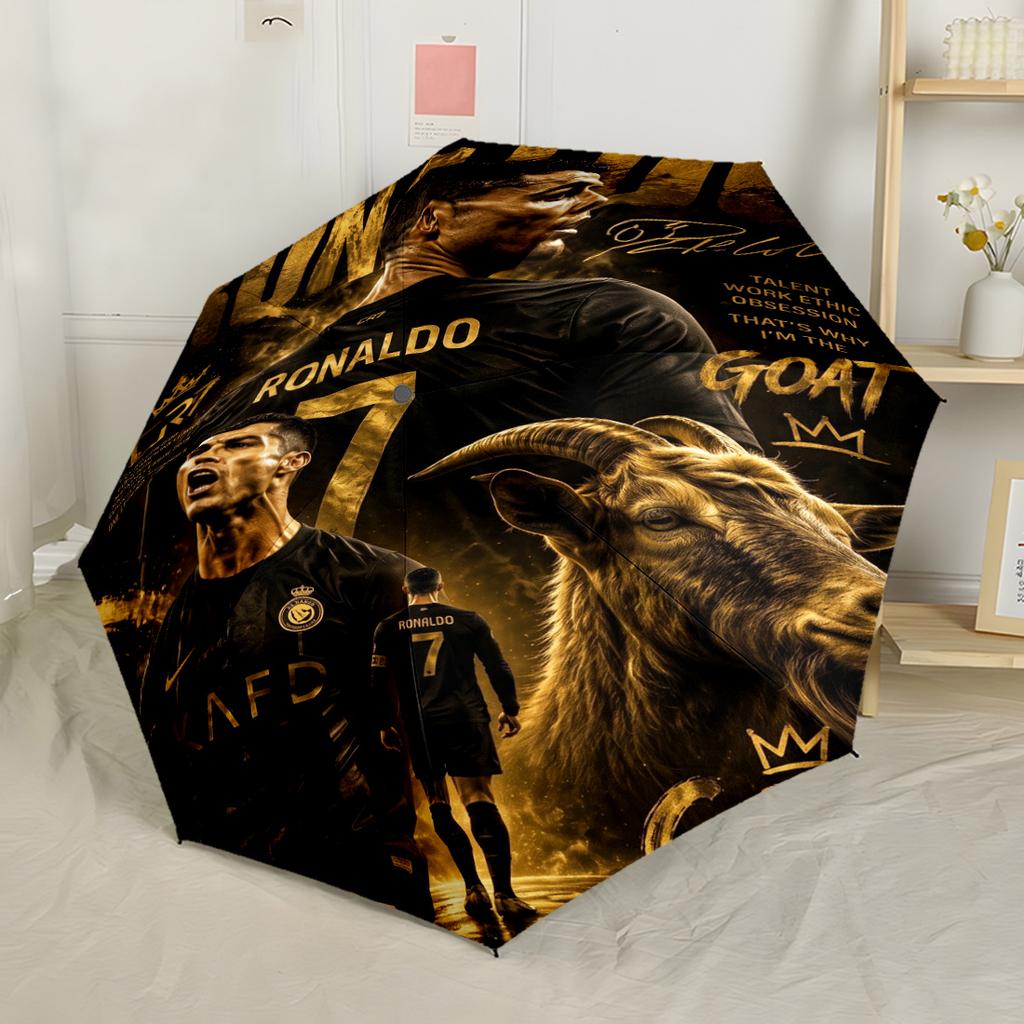 Cristiano Ronaldo's Legacy Portable Automatic Umbrella with 8-Rib Sturdy Construction Durable Everyday Carry Umbrella Stylish Accessory