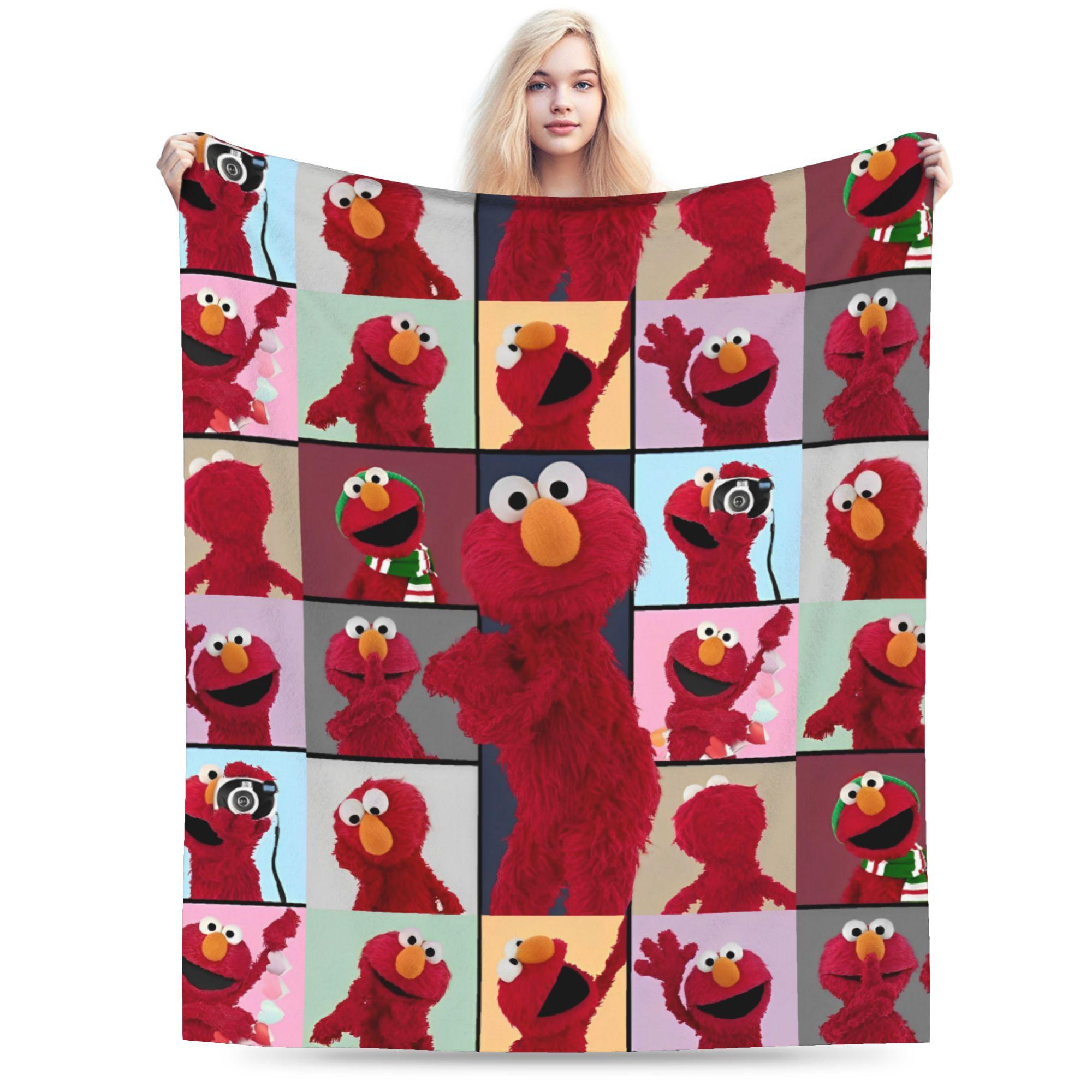 Elmo S-Sesame Street Blankets Sesame Street Cartoon Comedy Flannel Awesome Warm Throw Blankets for Bedding Lounge Summer 75cmx90cm