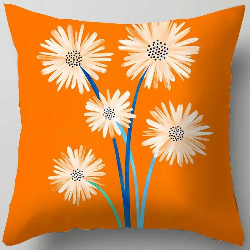 Blue Flower Decorative Pillowcase Living Room Office Decoration Home Pillowcase