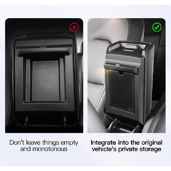 Magnetic Center Console Hidden Storage Box For Tesla Model 3/Y Juniper  Armrest Hidden Organizer Hidden Storage Box Accessory