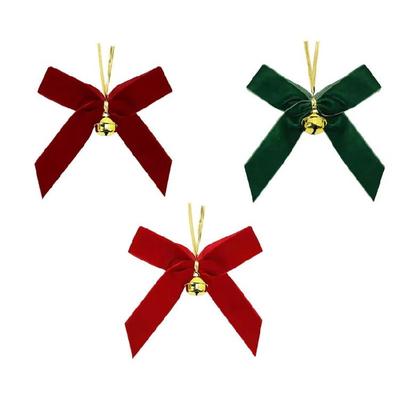 10Pcs Christmas Bell Bowknot Decoration Velvety Bowknot Ornament for Wreath Mantels Gift Wrapping Wedding Backdrops