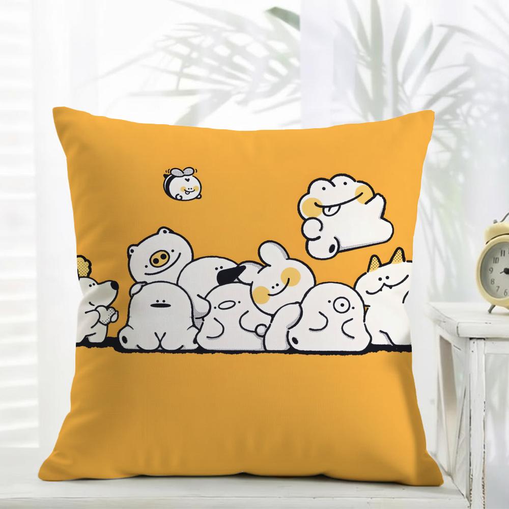 Cute IP Portrait Cushion Cover Comfort Daily Washable Linen Soft for Sofa Bed Home Room Decor