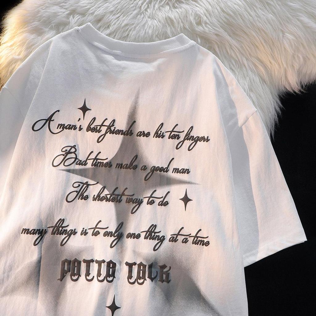 Women's American Retro Cool Style Oversized Pure Cotton T-Shirt - Sweet Loose Half Sleeve Top for 2025