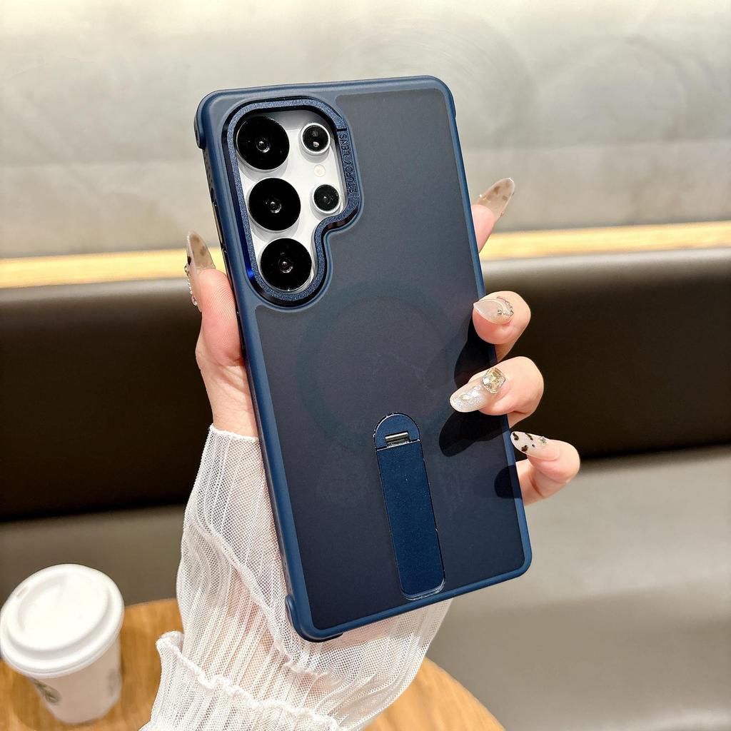 Magnetyczne etui Samsung S25 Ultra ze stojakiem: Matowe, Obrotowy Uchwyt, Odporne na Upadki Etui