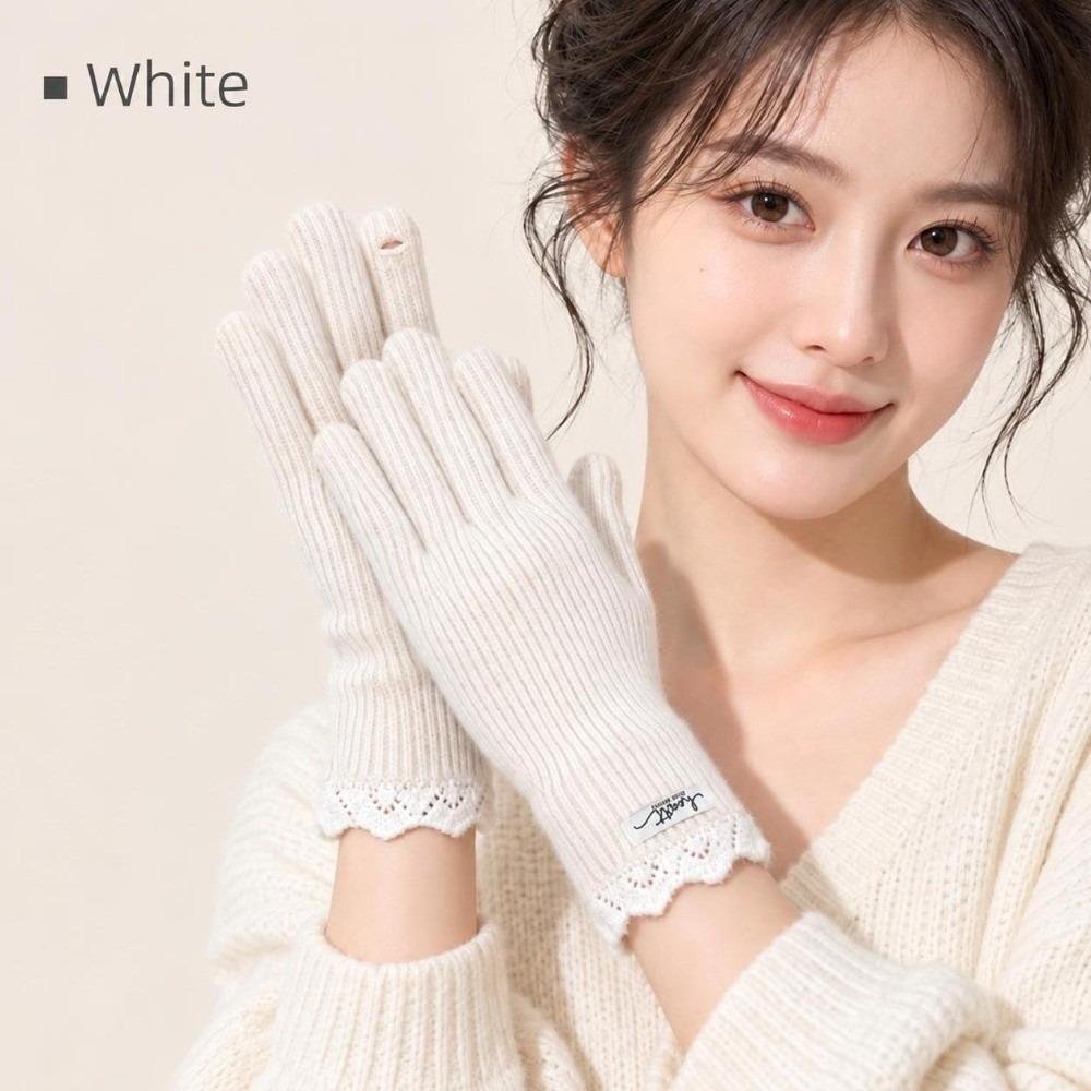 Warm Winter Open Tip Touch Screen Gloves One Size Long Knitted Gloves  For Students
