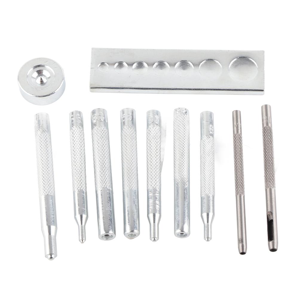 11pcsset Leather Craft Snap Fastener Setter Rivet Setting Punch Die Tools with Hole Punches