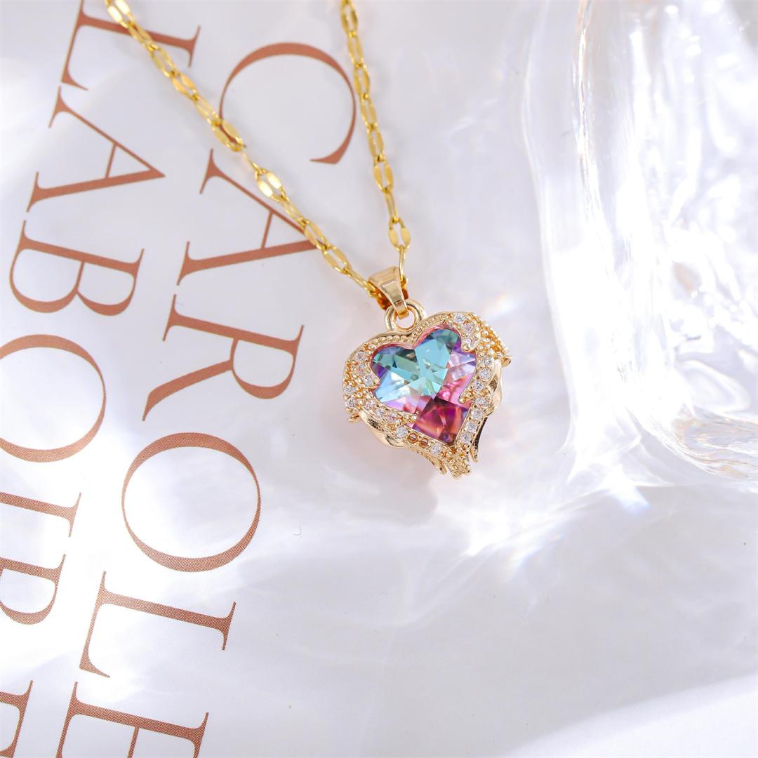 

Ожерелье с подвеской в виде хрустального сердца для женщин, корейская цепочка на шею, свадебные украшения, аксессуары