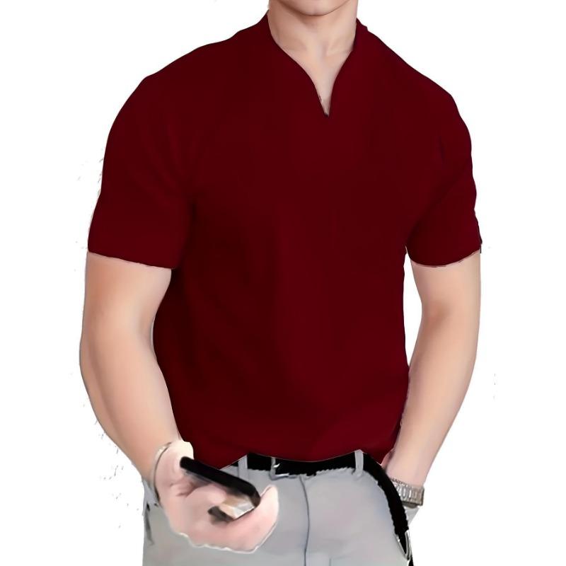 Camiseta masculina fitness de algodão com decote em V para o verão de 2023