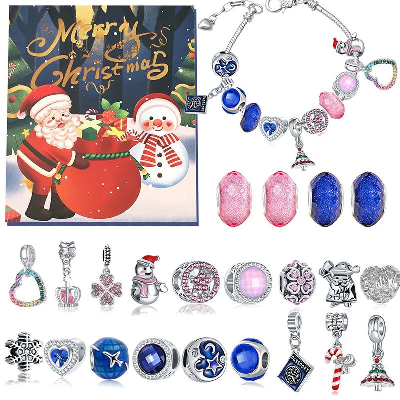 Surprise Bead Advent Calendar 24 DIY Bracelet & Necklace Craft Kits in Blind Box Christmas Countdown Gift for Children