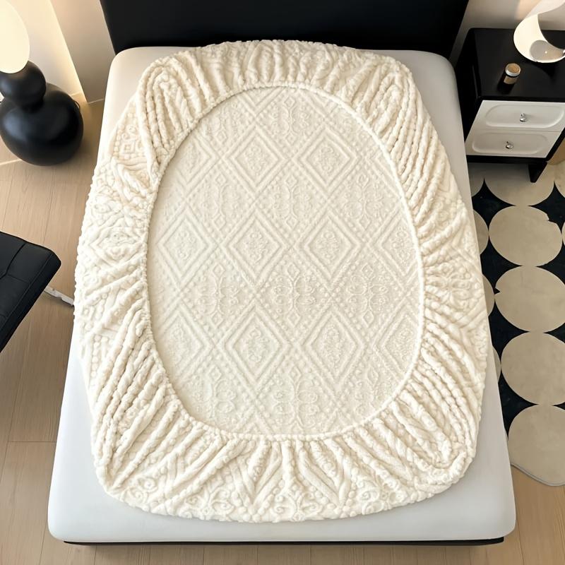 

2026 NEW Winter Plush Warm Fitted Sheet Bed Protector Cover Bedding Mattress Topper Non Slip Bedspread 90x200cm Only sheet