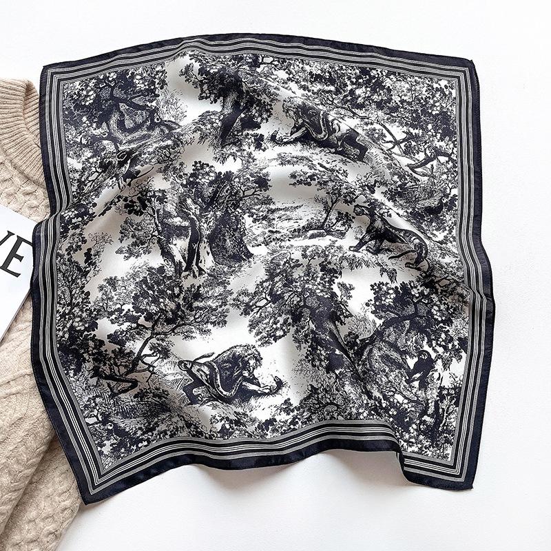 2022 Autumn/Winter Mulberry Silk Mori Style Print Square Scarf - Women's Warm Silk Neck Shawl