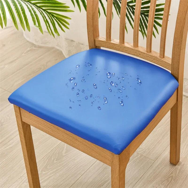 Water Repellent Dining Seat Cushion Cover Pu Leather Stretch Kitchen Chair Covers Chair Slipcover for Banquet Office El Party