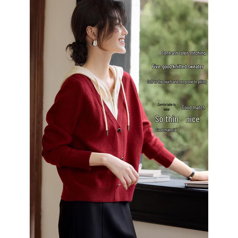 XWI Women's Contrast Hooded Knit Sweater