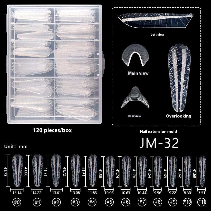 Transparent UV Gel Polish Extension False Nails Art Tips Full Cover Fake Finger Press On Sculpted Manicures Tool for Salon