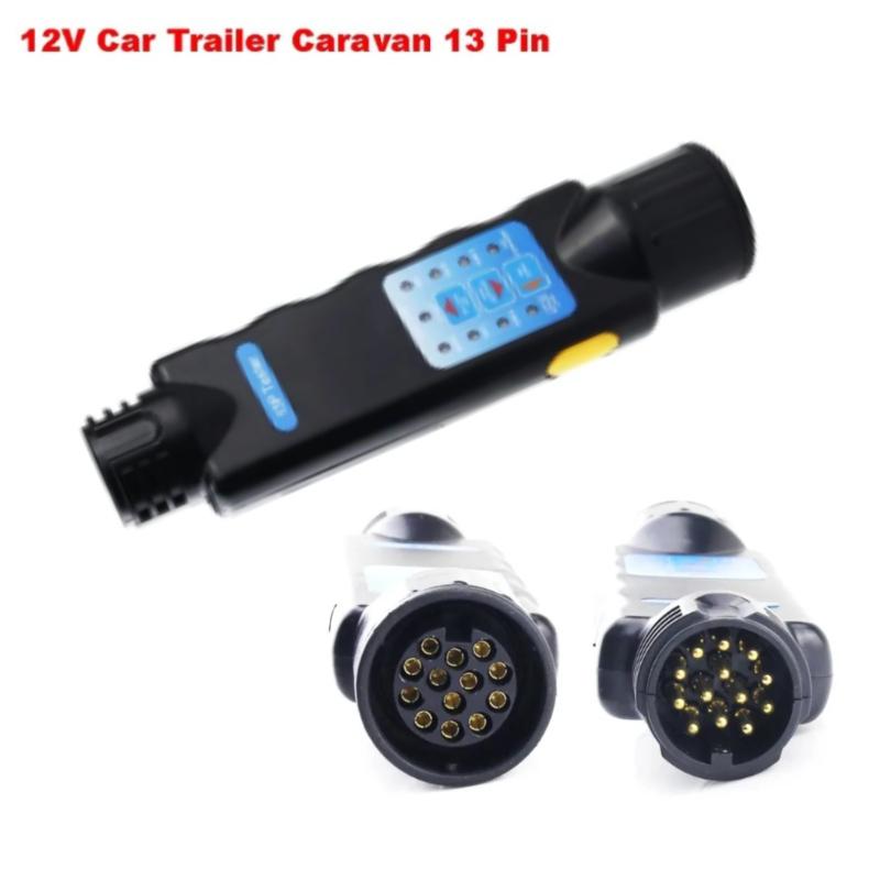 12V 13 Pinli Araba Kamyon Treyler Fiş Soket Test Cihazı Kablolama Devre Işık Test Aracı Teşhis Aracı Siyah Adaptör Otomatik Teşhis Aracı
