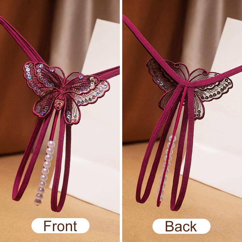 1 buc Lenjerie intimă pentru femei Tentație Transparentă Sexy Cracul deschis Modă Personalitate Tangas Chiloți Lanț de perle