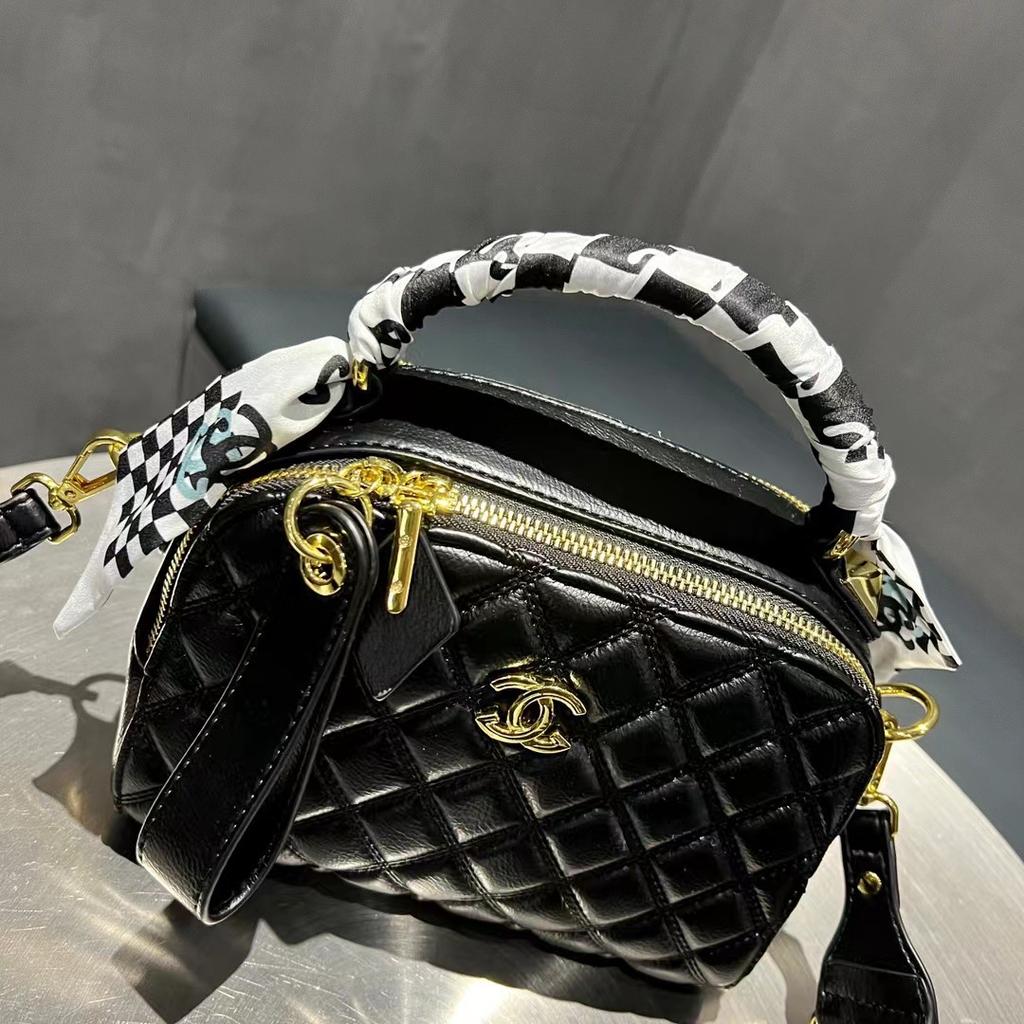 Geantă de mână din piele naturală pentru femei cu model în carouri Nouă Geantă de damă Modă Versatilă Umăr Nișă Casual High-end Crossbody