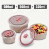3Set Wheat Straw Freshness Bowl Plastic Microwave Oven Soup Bowl Crisper Practical Bowl round with Lid Lunch Box Salad Bowl
