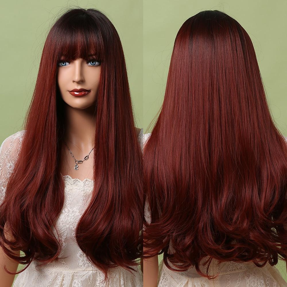 ALAN EATON Long Wavy Synthetic Hair Wigs Cosplay Party Daily Heat Resistant Wigs for Women