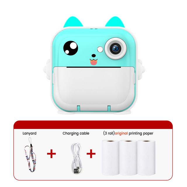 Children Instant Print Camera Children Video Pography Digital Po Camera Toy Mini Thermal Printer Ideal for Boy Girls Birthday Present