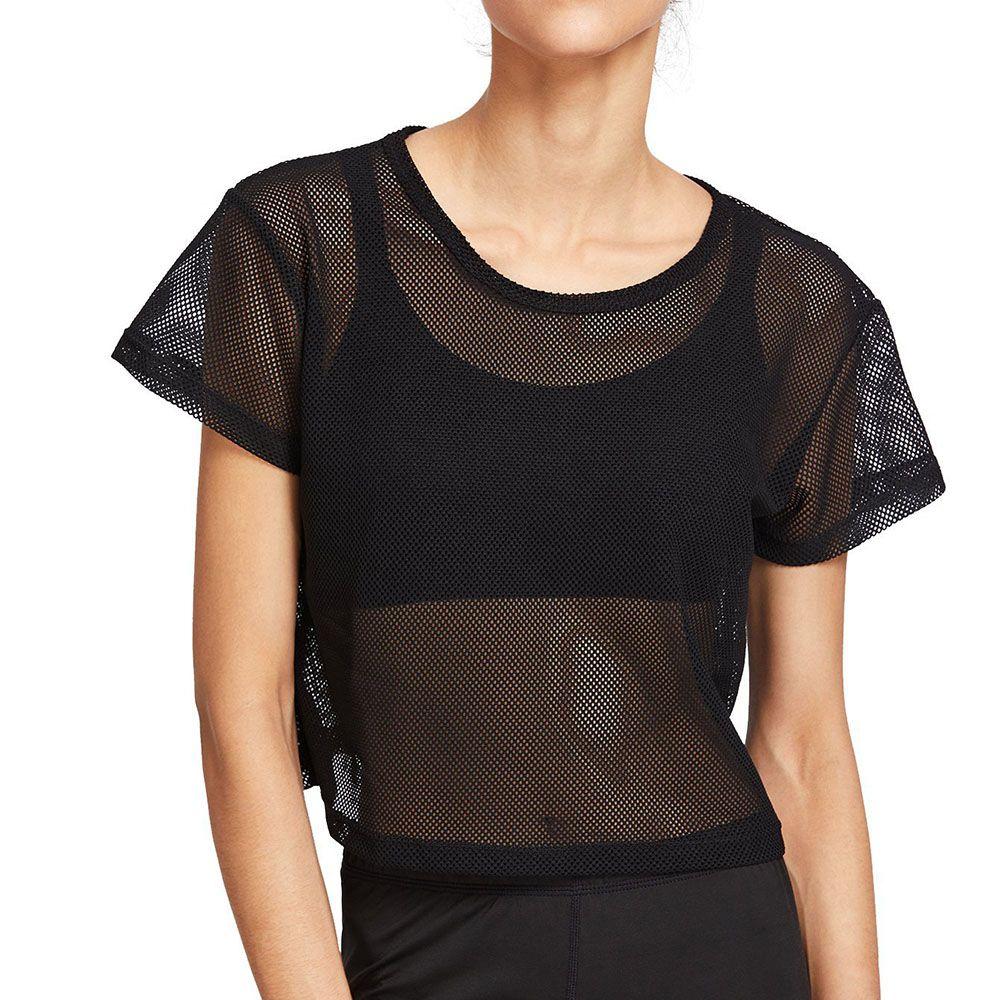 

Женская женская быстросохнущая футболка майка беговая рубашка спортивная одежда йога рубашка сетка спорт фитнес L чёрный