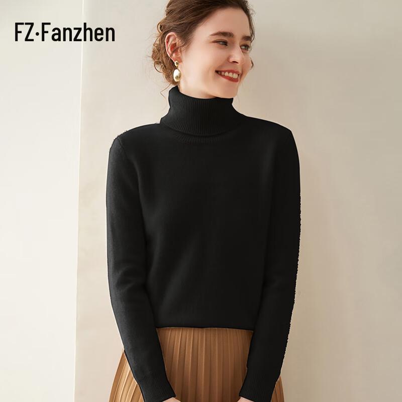 Fanzhen Women's High-Neck Thick Cashmere Blend Sweater