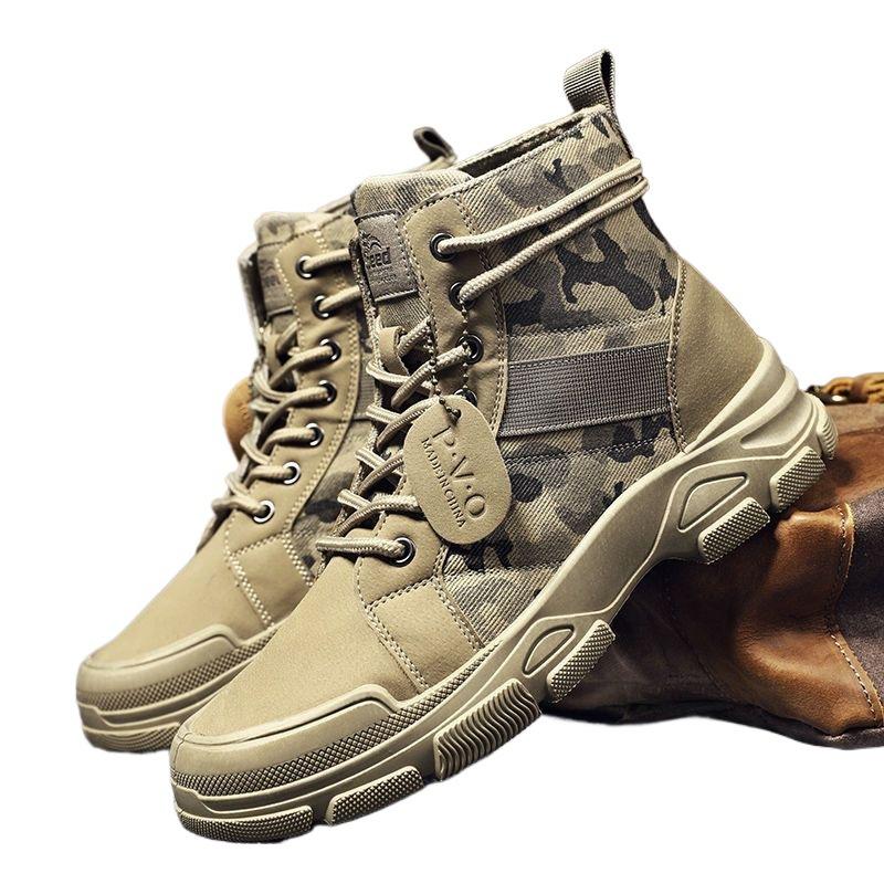 Camouflage Martin boots men's high-top autumn and winter rhubarb boots men's cotton shoes winter warm snow boots 4748 large size men's shoes