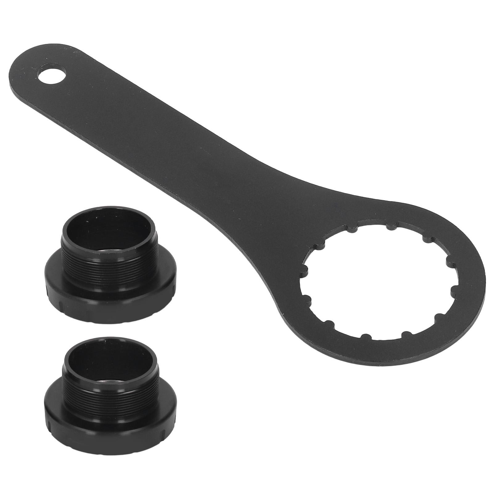 Bike Threaded Bottom Bracket Aluminum Alloy High Strength Lightweight Center Shaft with Wrench for Mountain Bikes