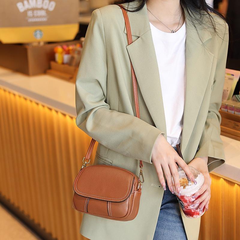 Women's bag, genuine leather mini shoulder bag, new fashionable versatile cowhide messenger bag, bag can be printed with logo to change size
