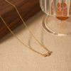 Geometric Zirconia Inlaid Titanium Steel Pendant Necklace For Women Minimalist Collarbone Chain